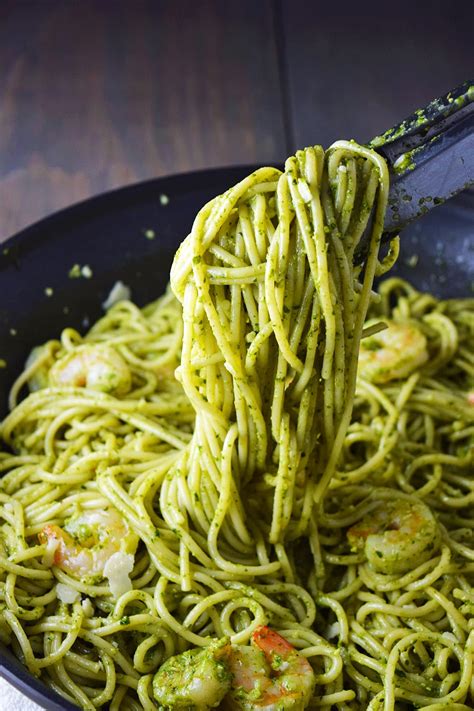 shrimp-pesto-pasta-recipe-kitchen-swagger image