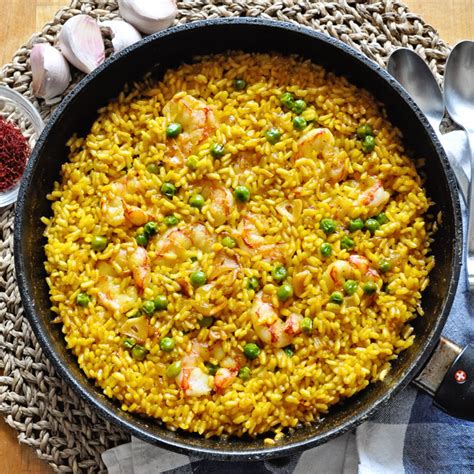 spanish-saffron-rice-with-garlic-shrimp-recipe-spain image