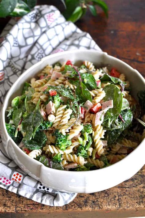 ham-and-broccoli-pasta-salad-with-yogurt-dressing image