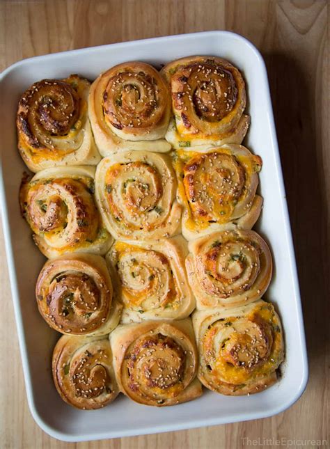 cheddar-scallion-rolls-with-sesame-oil-butter-the image