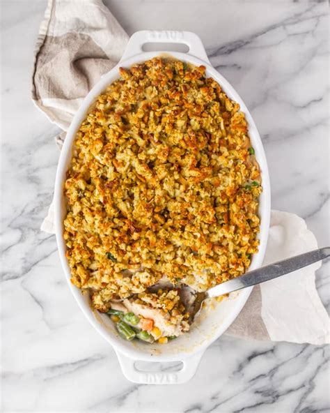 chicken-and-stuffing-casserole-recipe-easy-kitchn image