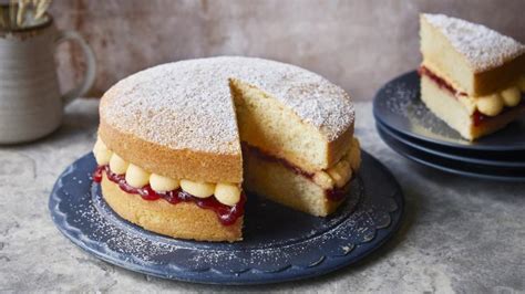 victoria-sponge-with-custard-buttercream-recipe-bbc-food image