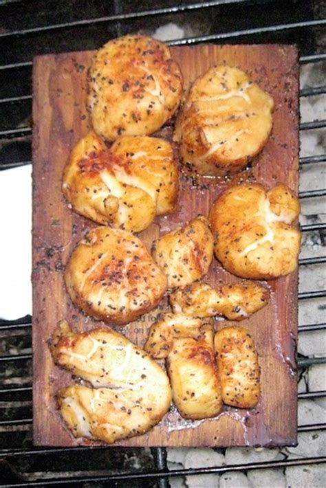 cedar-plank-grilled-scallops-cast-iron-and-wine image