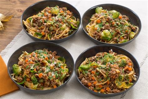 spaghetti-bolognese-with-brussels-sprouts-rosemary image