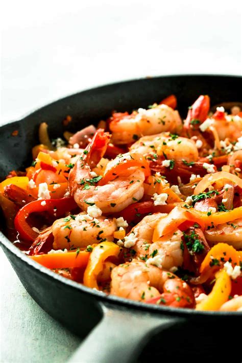 shrimp-bell-pepper-and-onions-skillet-primavera-kitchen image