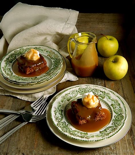 grandmas-apple-cake-with-caramel-rum-sauce image