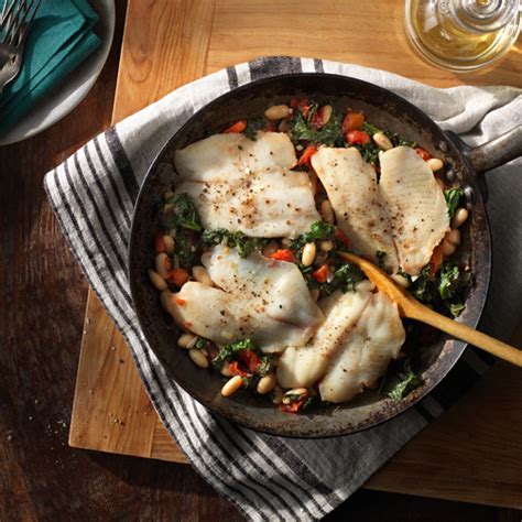 tilapia-with-white-beans-and-kale-skillet image