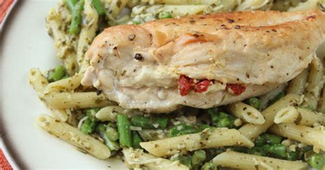 stuffed-chicken-pesto-penne-with-asparagus-dreamfields-foods image
