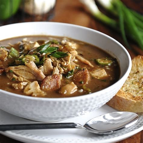 simple-chicken-and-sausage-gumbo-with-no-tomatoes-salad image