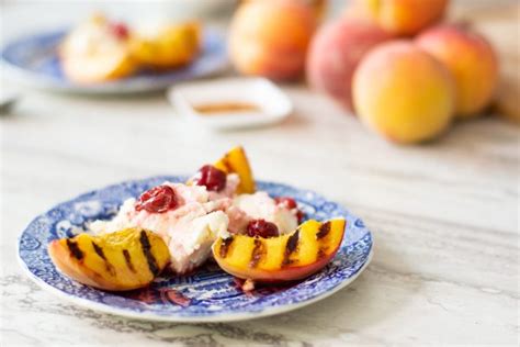 grilled-ontario-peaches-and-mascarpone-cheese image
