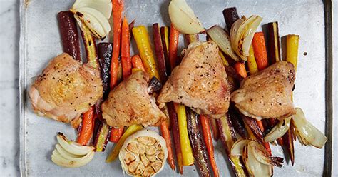 one-pan-roasted-chicken-with-carrots-recipe-purewow image