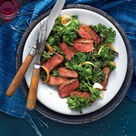 skillet-steak-and-wilted-kale-recipe-myrecipes image
