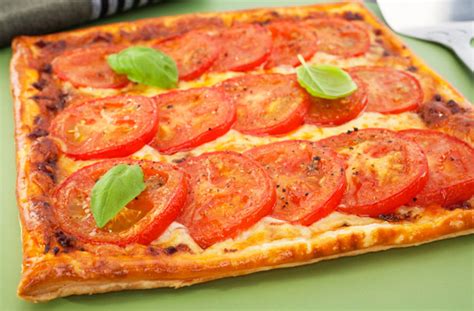 tomato-and-mozzarella-puff-pastry-tart-dinner image