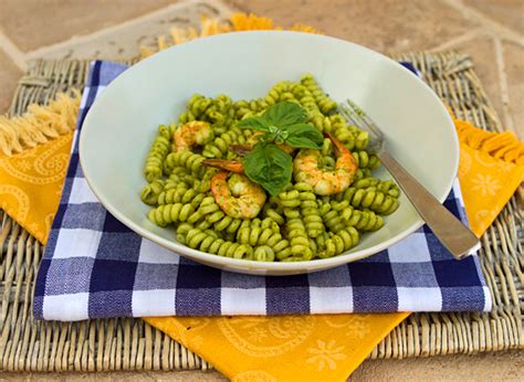 fusilli-pasta-with-herb-pesto-shrimp-recipe-italian image
