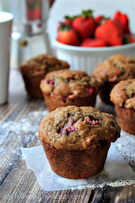 whole-wheat-strawberry-banana-muffins-healthy image