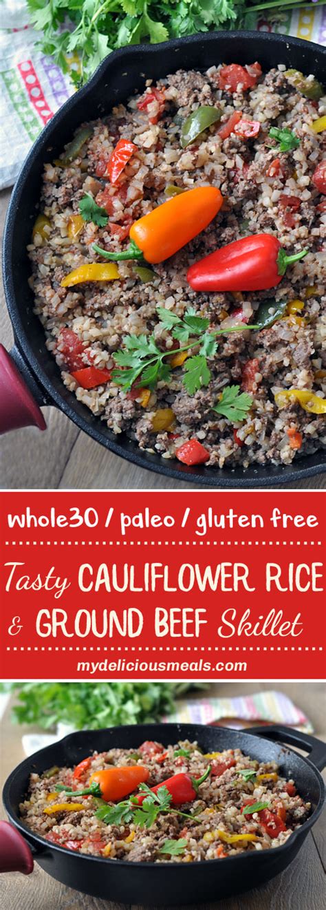 tasty-cauliflower-rice-and-ground-beef-skillet image