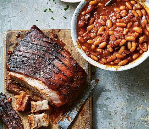 perfect-pairings-pork-belly-and-smoky-beans-food image