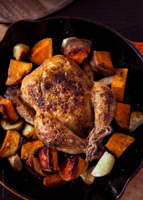spice-roasted-cornish-hens-with-sweet-potatoes image