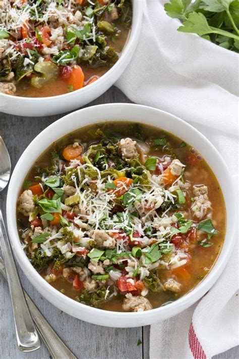 ground-turkey-and-rice-soup-with-kale image