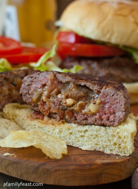 bacon-and-blue-cheese-stuffed-burgers-a-family-feast image