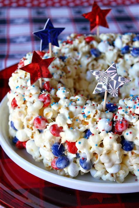 patriotic-marshmallow-popcorn-cake-recipe-girl image