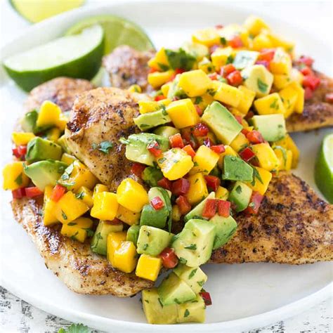 grilled-chicken-with-mango-avocado-salsa-recipe-healthy image