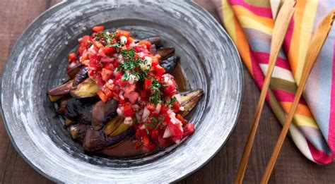 eggplant-salad-with-red-pepper-relish-recipe-pbs image