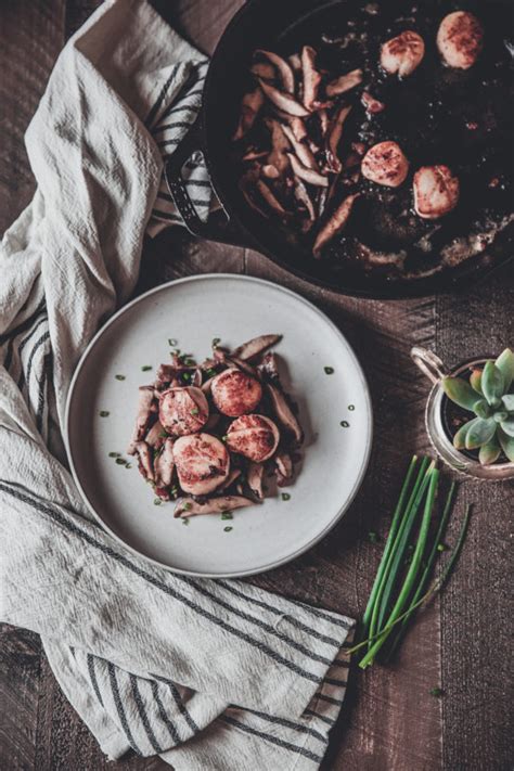 scallops-with-bacon-mushrooms-and-chives-this-gal image
