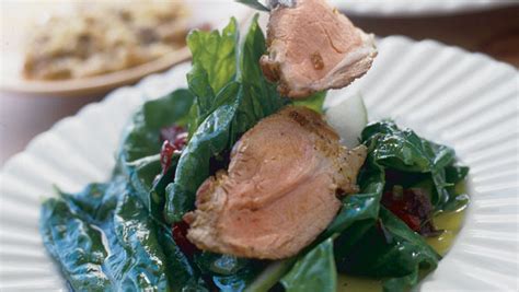 pork-tenderloin-spinach-salad-with-shallot-dressing image