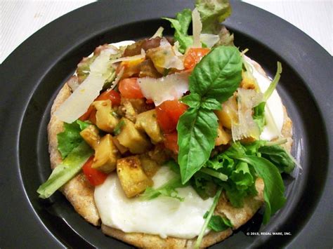 eggplant-tomato-mozzarella-flatbread-salad image