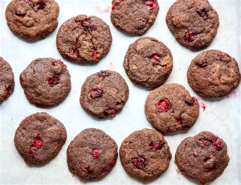 double-chocolate-cranberry-cookies-the-food-blog image