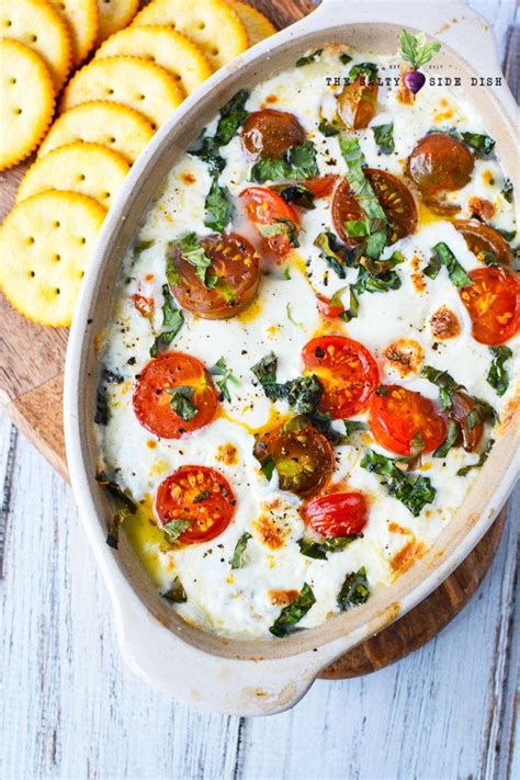 hot-caprese-dip-with-balsamic-drizzle-salty-side-dish image