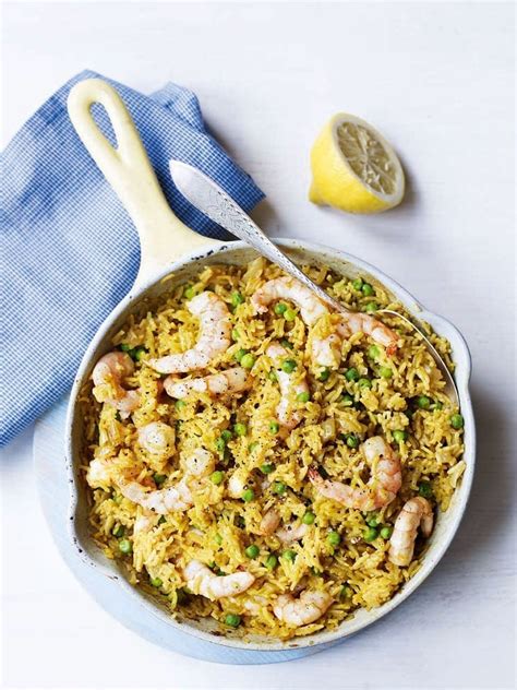 spiced-prawn-and-pea-pilaf-recipe-delicious-magazine image