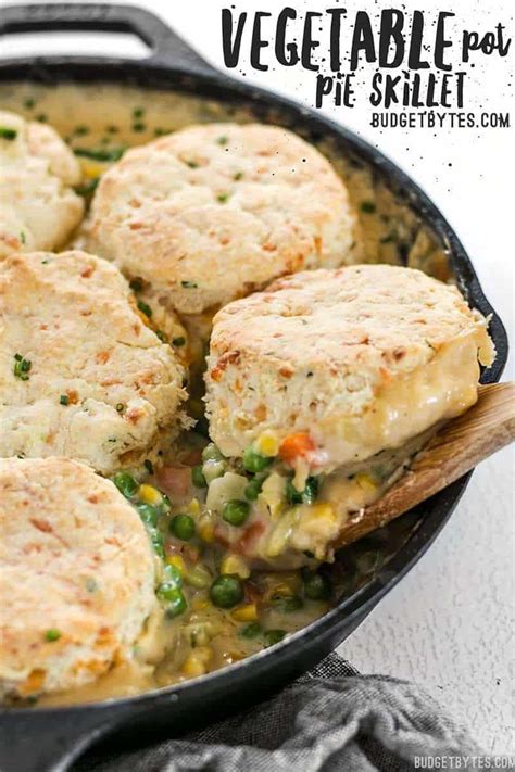 vegetable-pot-pie-skillet-with-cheddar-biscuit-topping image
