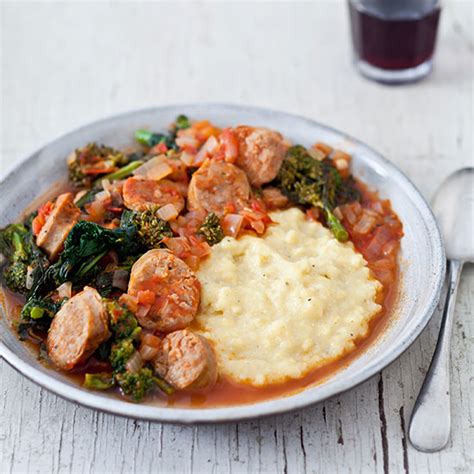 sausage-and-broccoli-rabe-with-polenta-food-wine image