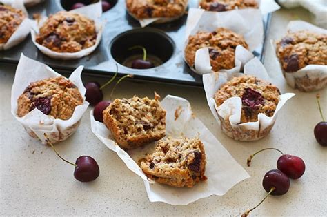 healthy-cherry-muffins-with-dark-chocolate-chunks image