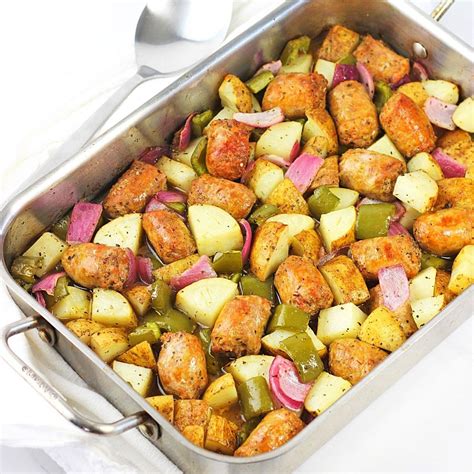 one-pan-sausage-pepper-onion-and-potato-bake image