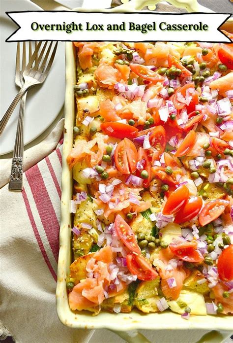 overnight-breakfast-casserole-with-lox-and-bagels image