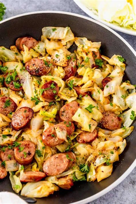 smothered-cabbage-with-sausage-skillet-the image