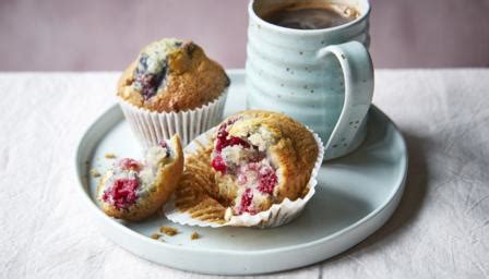 raspberry-and-white-chocolate-muffins-recipe-bbc-food image