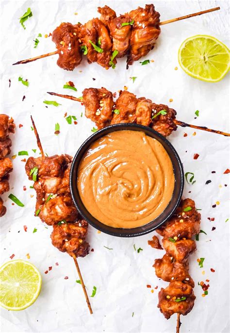 chicken-satay-skewers-with-easy-peanut-sauce image