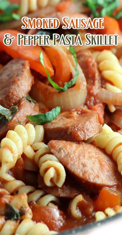 smoked-sausage-and-pepper-pasta-skillet-complete image