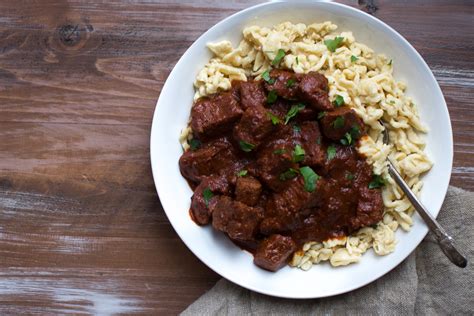 beef-goulash-with-einkorn-spaetzle-and-an-immigrants image