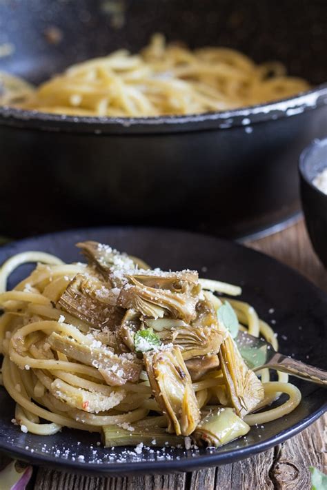 easy-skillet-artichoke-spaghetti-an-italian-in-my-kitchen image