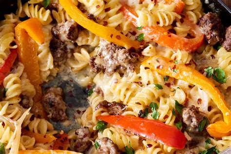 recipe-philly-cheesesteak-pasta-skillet-kitchn image