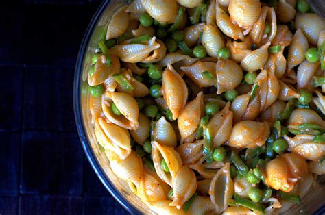 summer-pea-and-roasted-red-pepper-pasta-salad image
