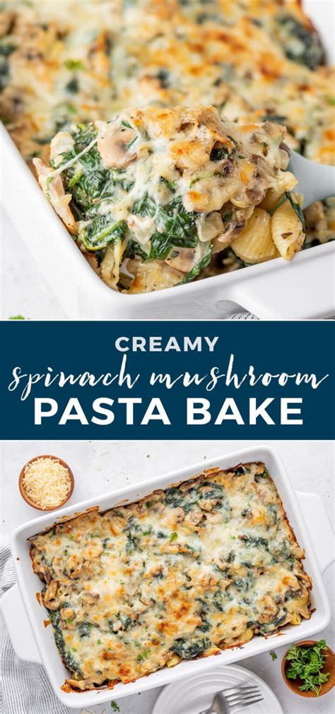 creamy-spinach-mushroom-pasta-bake-gimme image