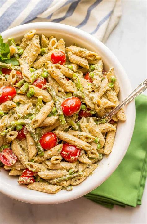 creamy-pesto-pasta-with-spring-vegetables-family image