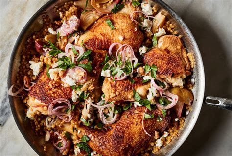 skillet-chicken-with-couscous-lemon-and-halloumi image