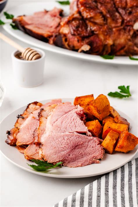 baked-picnic-ham-with-cinnamon-honey-glaze-recipes-from-a image